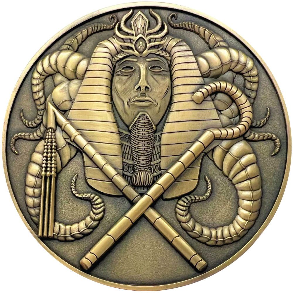 Nyarlathotep finished coin back with pharaoh imagery