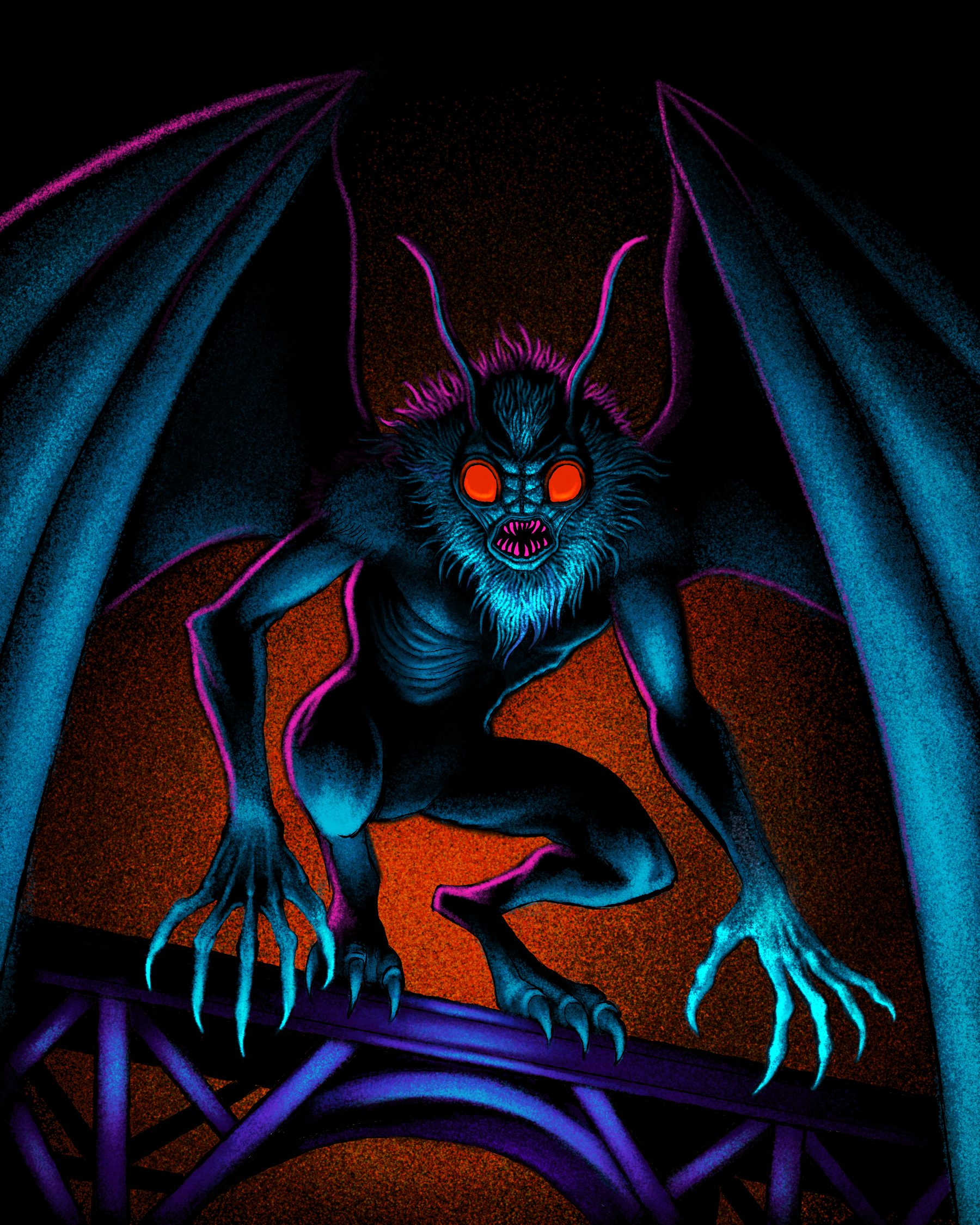 Mothman illustration from Moonlit Monsters