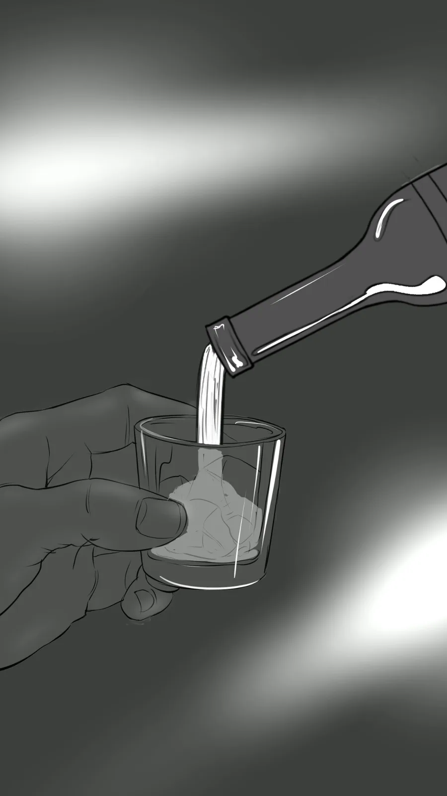 400 Conejos mezcal being poured into a glass by phone light