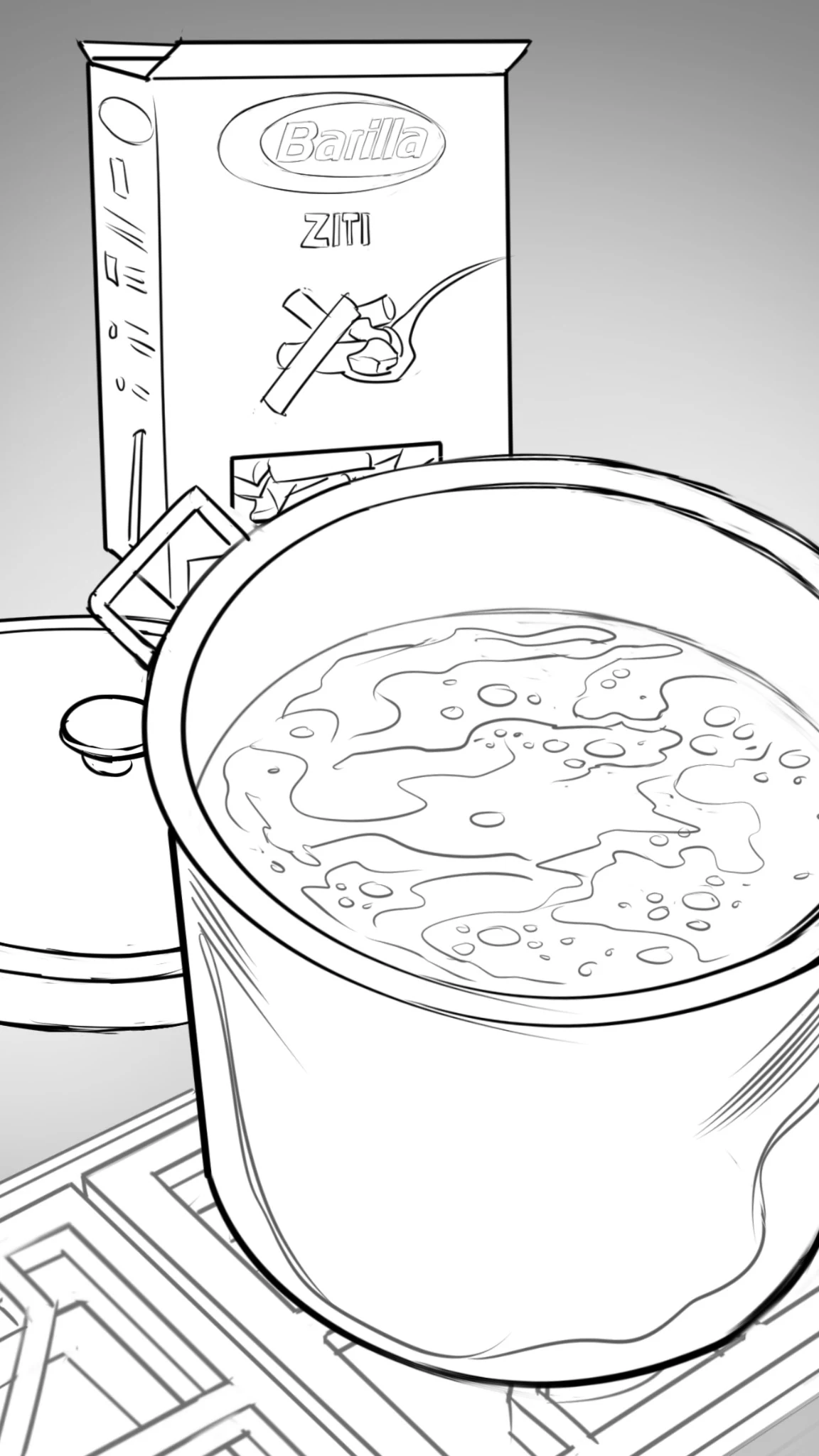 Storyboard frame of Barilla ziti boiling on the stovetop