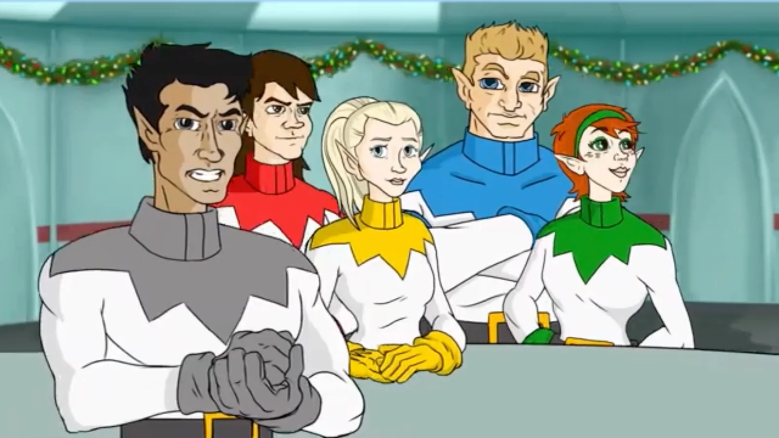 The five members of Elf Team Kringlebot