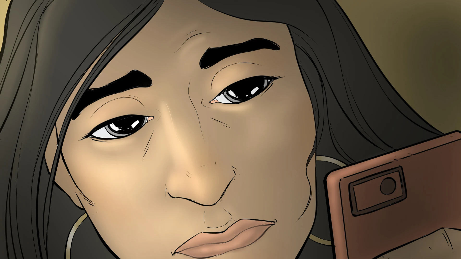 Close-up of the waiting woman checking her phone