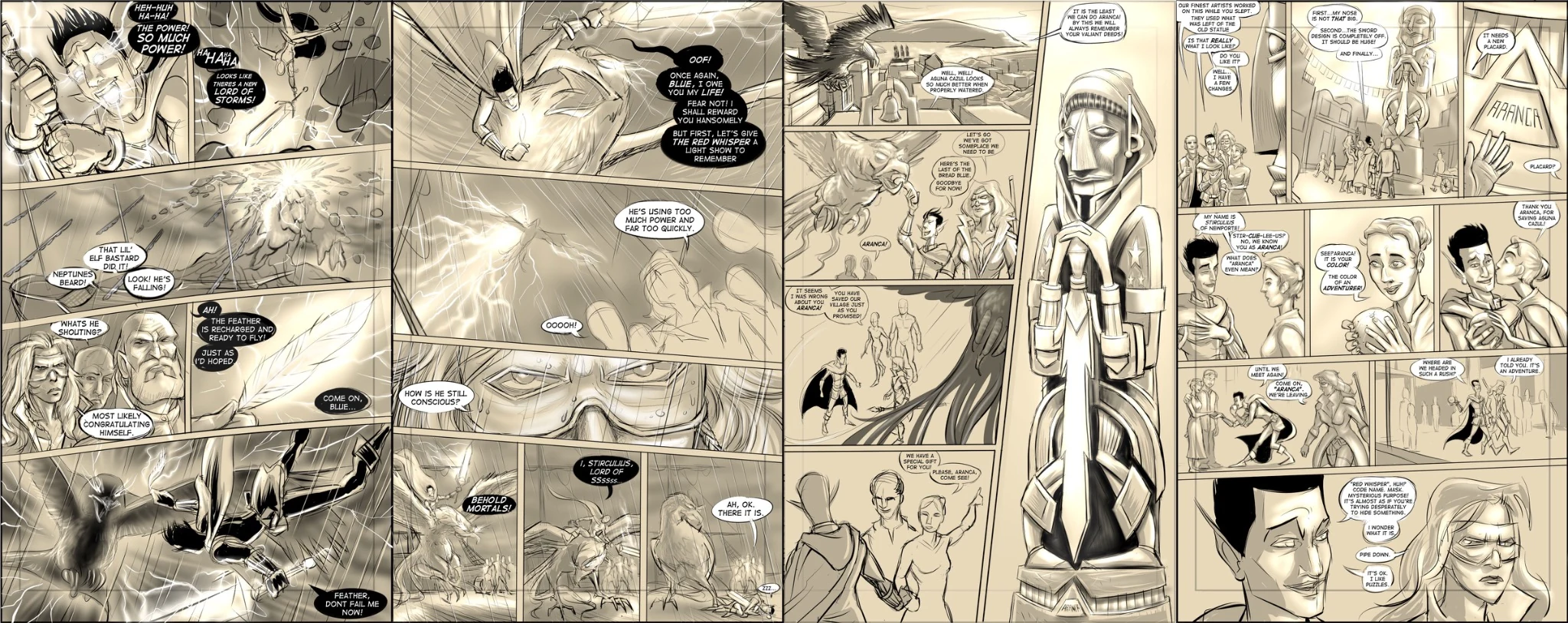Long strip of layouts and finished material from the second issue of Ragnarock Tales