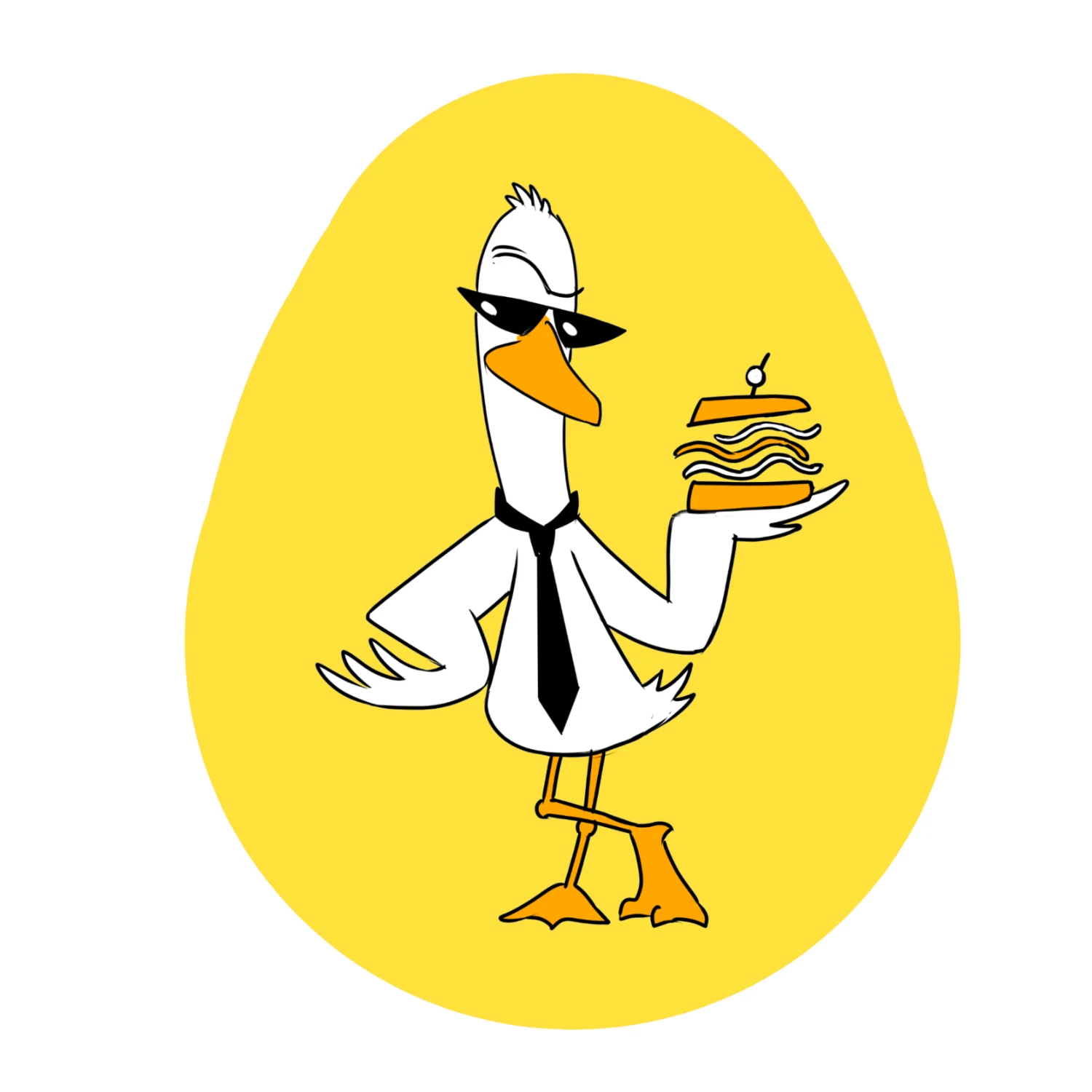 Cool goose mascot concept wearing sunglasses and a necktie
