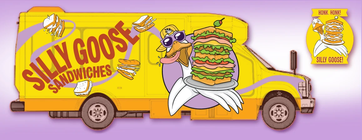 Silly Goose Sandwiches food truck and bumper sticker concept